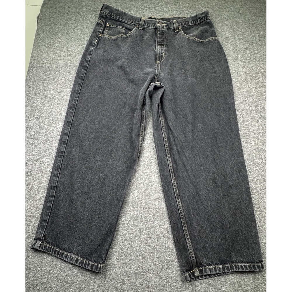 Anchor Blue Jeans Mens 42x30 Baggy Streetwear Loose Black Denim Vtg Y2K